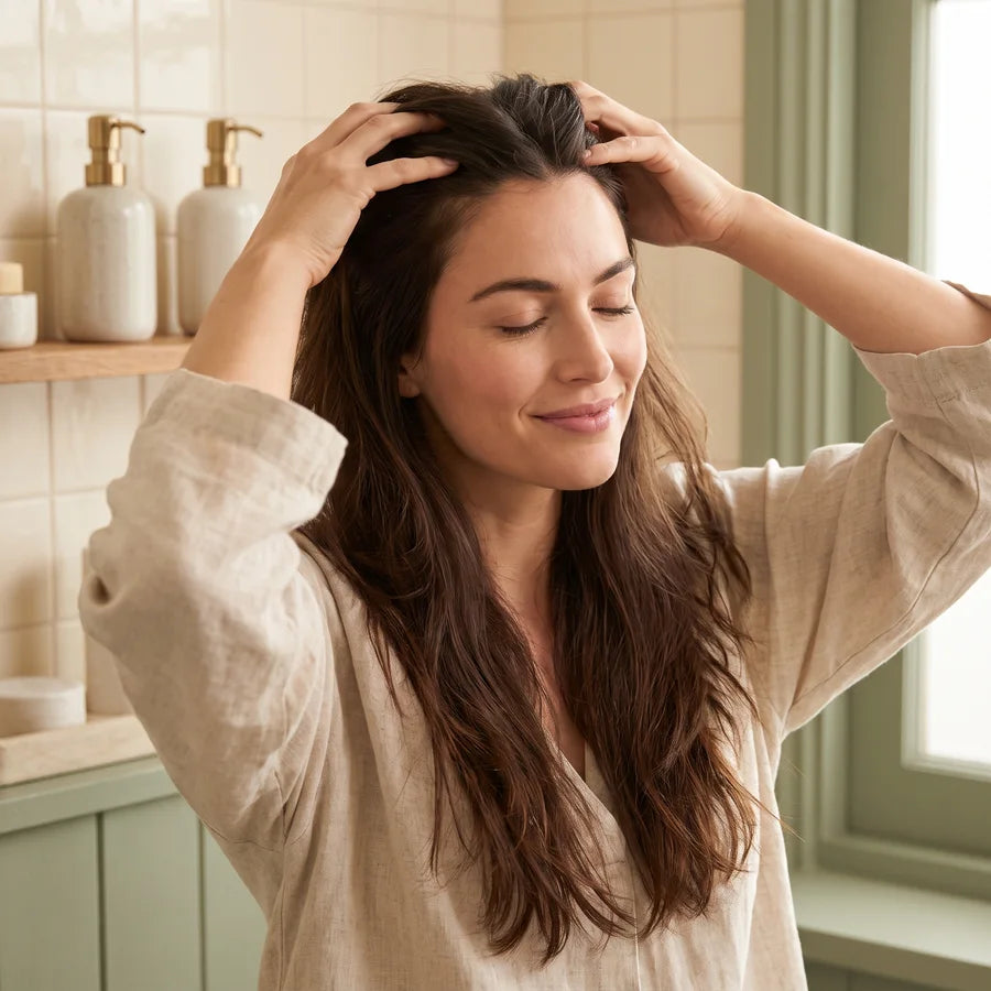 Fingertips massaging the scalp